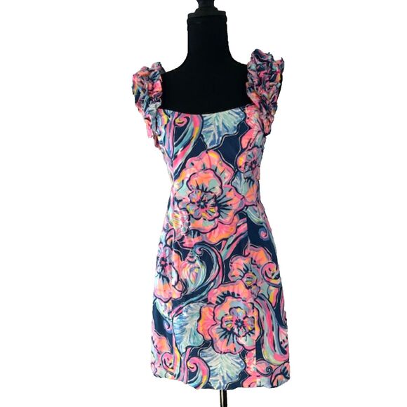 Lilly Pulitzer Nauty Navy BOHO Bateau Devina Stretch Dress Sz 0 NWT *** - Picture 2 of 6